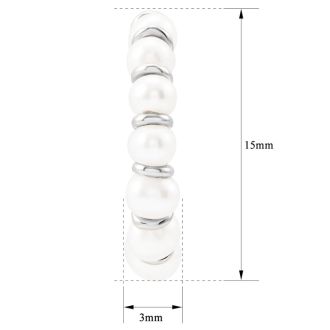 Pearl Drop Earrings With 3MM Freshwater Cultured Pearls In 14 Karat White Gold, 3/4 Inch