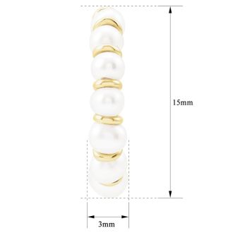Pearl Drop Earrings With 3MM Freshwater Cultured Pearls In 14 Karat Yellow Gold, 3/4 Inch
