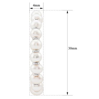 Pearl Drop Earrings With 4MM Freshwater Cultured Pearls In 14 Karat White Gold, 1 Inch