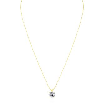 2 Carat Round Shape Lab Grown Diamond Solitaire Necklace In 14K Yellow Gold