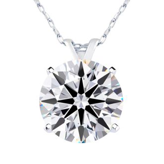 3 Carat Round Shape Lab Grown Diamond Solitaire Necklace In 14K White Gold