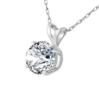 3 Carat Round Shape Lab Grown Diamond Solitaire Necklace In 14K White Gold