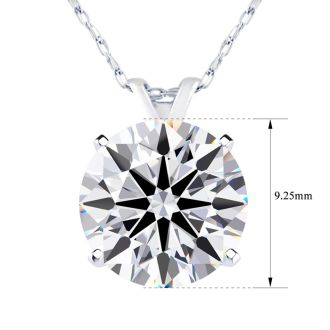 3 Carat Round Shape Lab Grown Diamond Solitaire Necklace In 14K White Gold