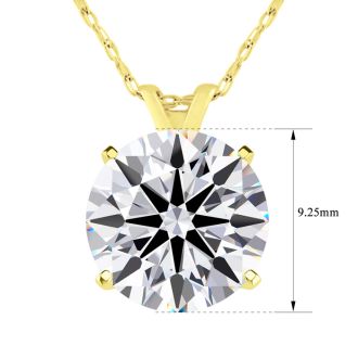 3 Carat Round Shape Lab Grown Diamond Solitaire Necklace In 14K Yellow Gold