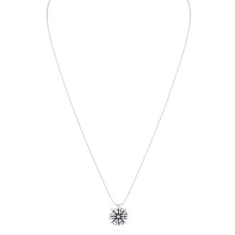 4 Carat Round Shape Lab Grown Diamond Solitaire Necklace In 14K White Gold