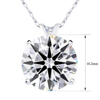 4 Carat Round Shape Lab Grown Diamond Solitaire Necklace In 14K White Gold