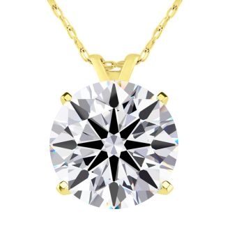 4 Carat Round Shape Lab Grown Diamond Solitaire Necklace In 14K Yellow Gold