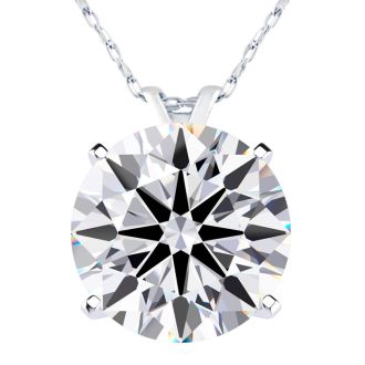 5 Carat Round Shape Lab Grown Diamond Solitaire Necklace In 14K White Gold