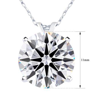 5 Carat Round Shape Lab Grown Diamond Solitaire Necklace In 14K White Gold