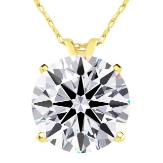 5 Carat Round Shape Lab Grown Diamond Solitaire Necklace In 14K Yellow Gold