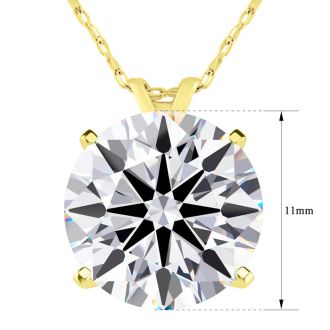 5 Carat Round Shape Lab Grown Diamond Solitaire Necklace In 14K Yellow Gold