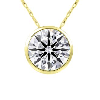 2 Carat Round Shape Lab Grown Diamond Solitaire Necklace In 14K Yellow Gold