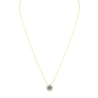2 Carat Round Shape Lab Grown Diamond Solitaire Necklace In 14K Yellow Gold