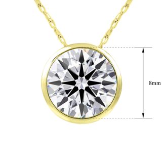 2 Carat Round Shape Lab Grown Diamond Solitaire Necklace In 14K Yellow Gold