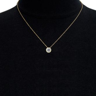 2 Carat Round Shape Lab Grown Diamond Solitaire Necklace In 14K Yellow Gold