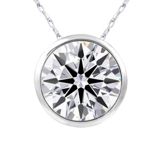 3 Carat Round Shape Lab Grown Diamond Solitaire Necklace In 14K White Gold