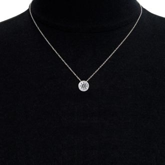 3 Carat Round Shape Lab Grown Diamond Solitaire Necklace In 14K White Gold