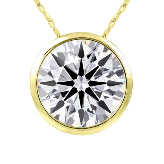 4 Carat Round Shape Lab Grown Diamond Solitaire Necklace In 14K Yellow Gold
