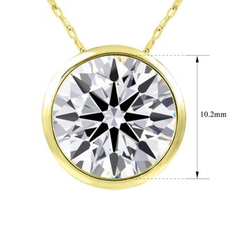 4 Carat Round Shape Lab Grown Diamond Solitaire Necklace In 14K Yellow Gold