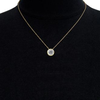 4 Carat Round Shape Lab Grown Diamond Solitaire Necklace In 14K Yellow Gold