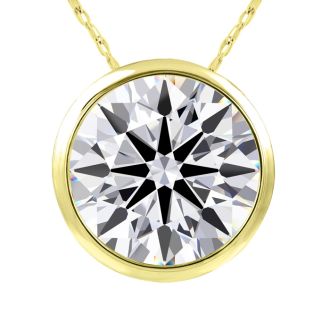 5 Carat Round Shape Lab Grown Diamond Solitaire Necklace In 14K Yellow Gold