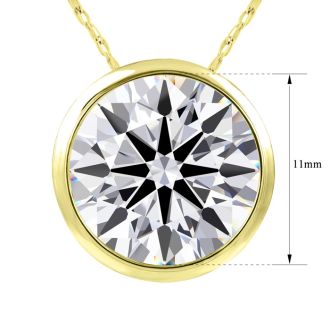 5 Carat Round Shape Lab Grown Diamond Solitaire Necklace In 14K Yellow Gold