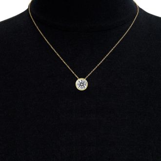 5 Carat Round Shape Lab Grown Diamond Solitaire Necklace In 14K Yellow Gold