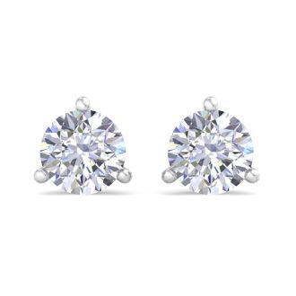 3 Carat Lab Grown Diamond Earrings In 14 Karat White Gold, Martini Setting