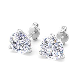 3 Carat Lab Grown Diamond Earrings In 14 Karat White Gold, Martini Setting