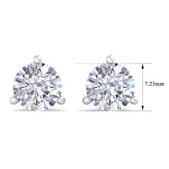 3 Carat Lab Grown Diamond Earrings In 14 Karat White Gold, Martini Setting