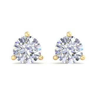 3 Carat Lab Grown Diamond Earrings In 14 Karat Yellow Gold, Martini Setting