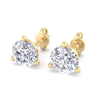 3 Carat Lab Grown Diamond Earrings In 14 Karat Yellow Gold, Martini Setting