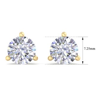 3 Carat Lab Grown Diamond Earrings In 14 Karat Yellow Gold, Martini Setting