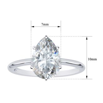 14 Karat White Gold Semi Mount for 2 Carat Pear Diamond