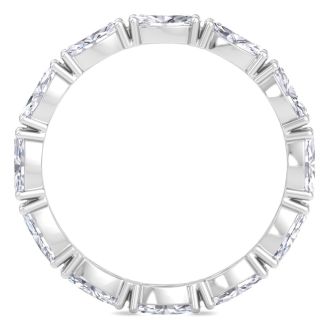 2 Carat Marquise Shape Lab Grown Diamond Eternity Ring In 14 Karat White Gold, Ring Size 9