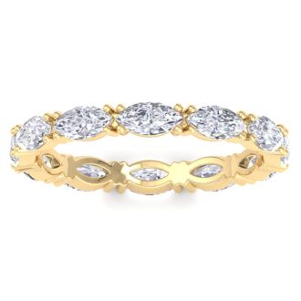 1 2/3 Carat Marquise Shape Lab Grown Diamond Eternity Ring In 14 Karat Yellow Gold, Ring Size 4.5