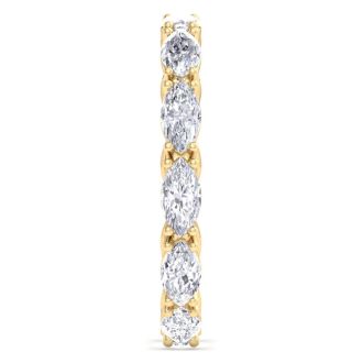 2 Carat Marquise Shape Lab Grown Diamond Eternity Ring In 14 Karat Yellow Gold, Ring Size 9