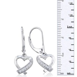 Diamond Heart Earrings in Sterling Silver
