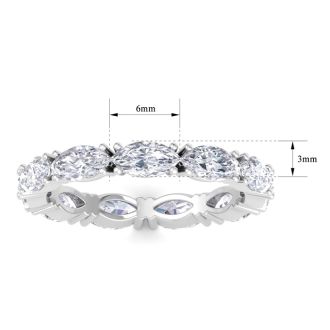 3 Carat Marquise Shape Lab Grown Diamond Eternity Ring In 14 Karat White Gold, Ring Size 9