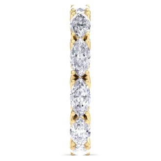 2 1/2 Carat Marquise Shape Lab Grown Diamond Eternity Ring In 14 Karat Yellow Gold, Ring Size 5.5
