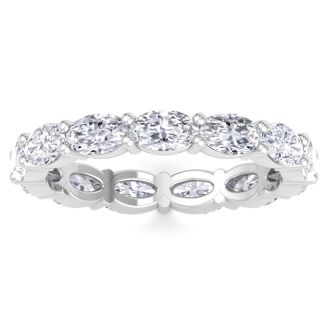 2 1/2 Carat Oval Shape Lab Grown Diamond Eternity Ring In 14 Karat White Gold, Ring Size 5