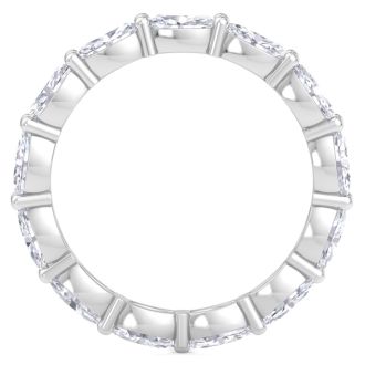 2 1/2 Carat Oval Shape Lab Grown Diamond Eternity Ring In 14 Karat White Gold, Ring Size 6