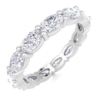 2 3/4 Carat Oval Shape Lab Grown Diamond Eternity Ring In 14 Karat White Gold, Ring Size 8.5