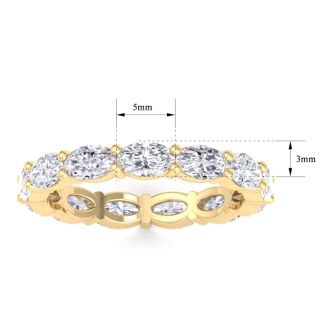 2 1/2 Carat Oval Shape Lab Grown Diamond Eternity Ring In 14 Karat Yellow Gold, Ring Size 4