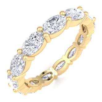2 3/4 Carat Oval Shape Lab Grown Diamond Eternity Ring In 14 Karat Yellow Gold, Ring Size 9