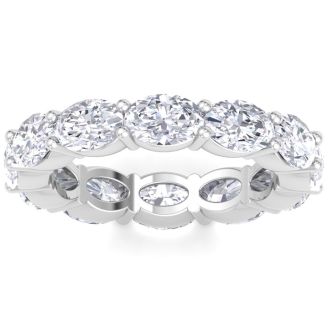 4 Carat Oval Shape Lab Grown Diamond Eternity Ring In 14 Karat White Gold, Ring Size 4