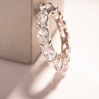 4 1/2 Carat Oval Shape Lab Grown Diamond Eternity Ring In 14 Karat White Gold, Ring Size 6