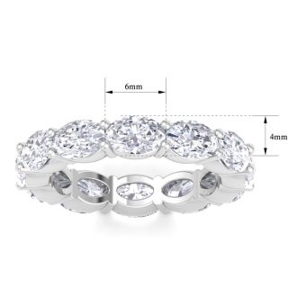 4 3/4 Carat Oval Shape Lab Grown Diamond Eternity Ring In 14 Karat White Gold, Ring Size 8