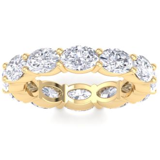 4 Carat Oval Shape Lab Grown Diamond Eternity Ring In 14 Karat Yellow Gold, Ring Size 4.5