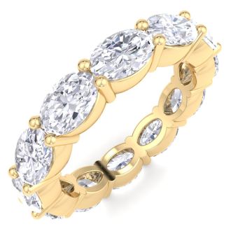 4 1/2 Carat Oval Shape Lab Grown Diamond Eternity Ring In 14 Karat Yellow Gold, Ring Size 6